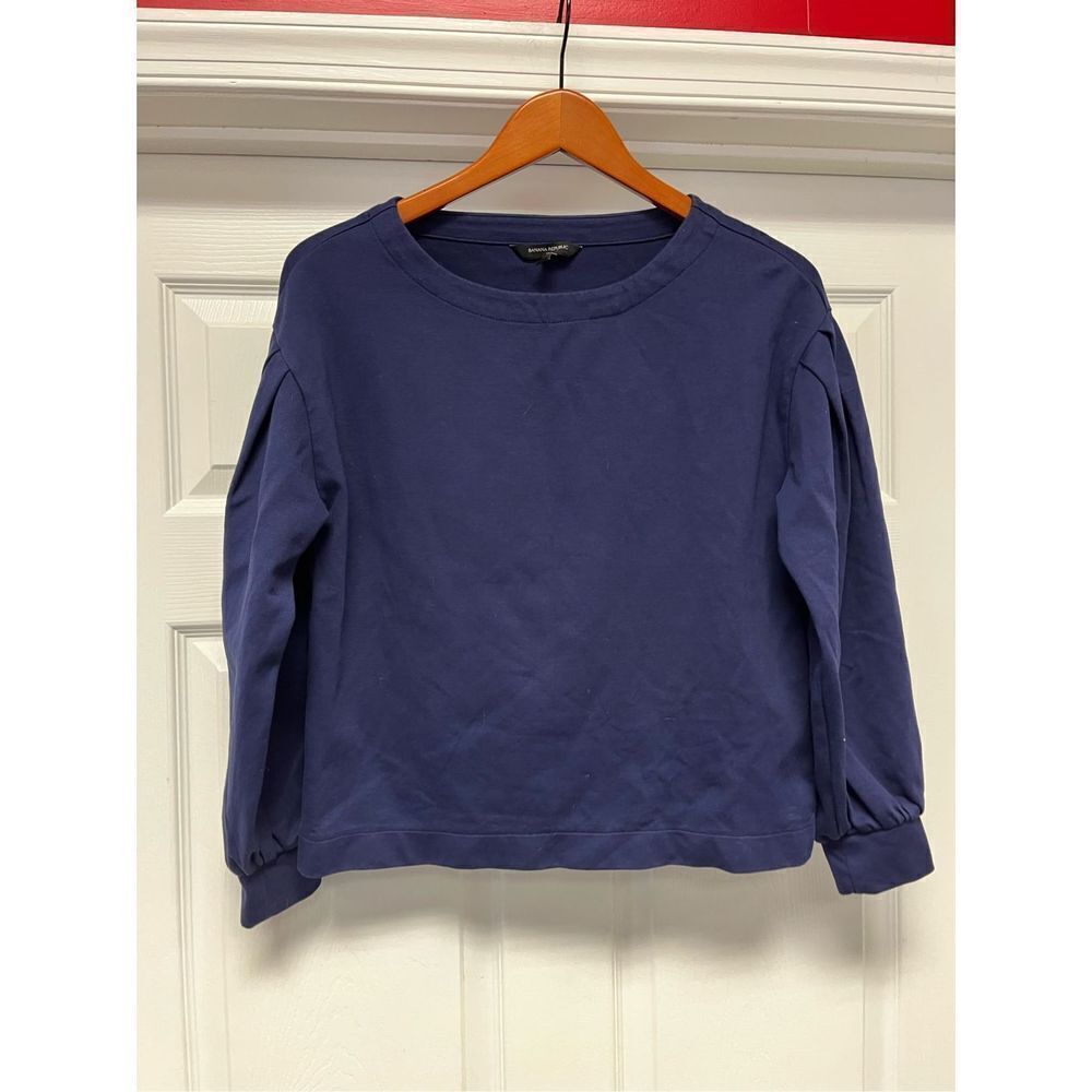 Banana Republic Factory Navy Puff Sleeve Top sz XS EUC